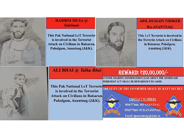 J&K Police announce Rs 20 lakh reward for information on Pahalgam attack terrorists