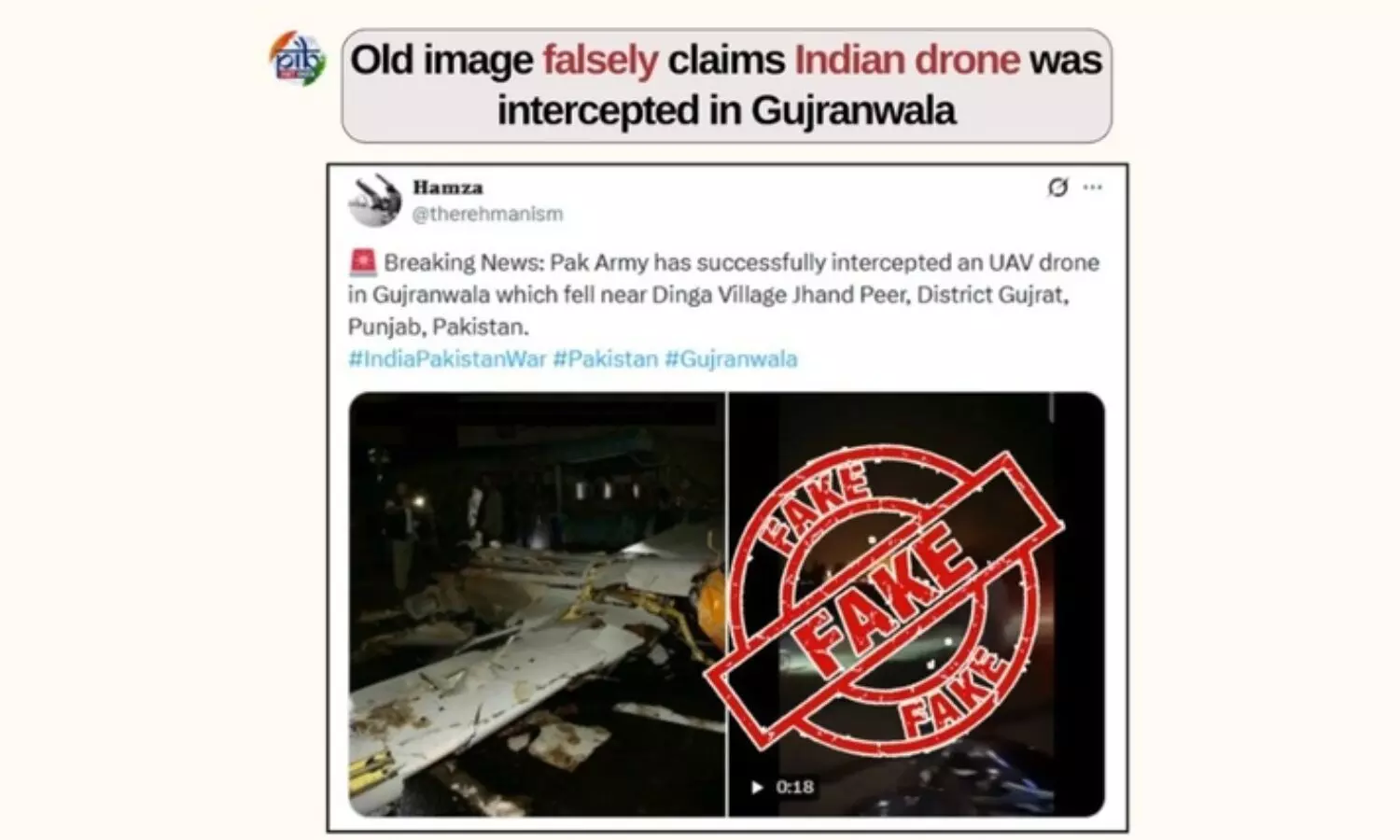 Govt debunks claims of Indian UAV drone shot in Pakistan, shares evidence Govt debunks claims of Indian UAV drone shot in Pakistan, shares evidence