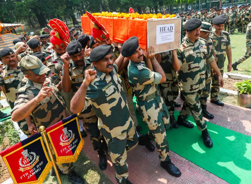 Lt Guv, Dy CM joins wreath laying ceremony of slain BSF officer in Jammu Lt Guv, Dy CM joins wreath laying ceremony of slain BSF officer in Jammu