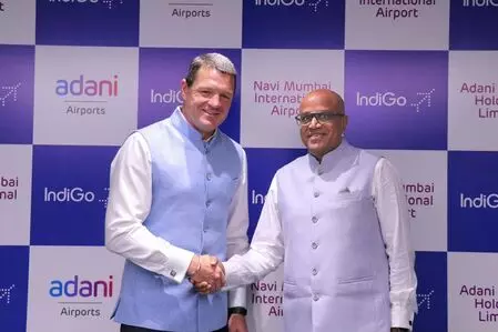 IndiGo, Adani Airports join hands to flag off ops at Navi Mumbai airport IndiGo, Adani Airports join hands to flag off ops at Navi Mumbai airport