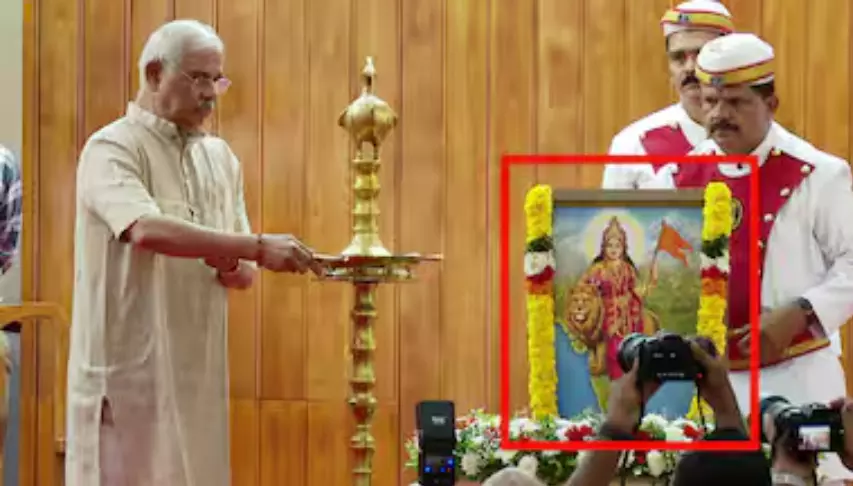 Kerala Guv stands firm on Bharat Mata portrait as Left govt boycotts Raj Bhavan event Kerala Guv stands firm on Bharat Mata portrait as Left govt boycotts Raj Bhavan event