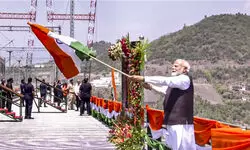 PM Modi inaugurates worlds highest railway bridge in J-K PM Modi inaugurates worlds highest railway bridge in J-K