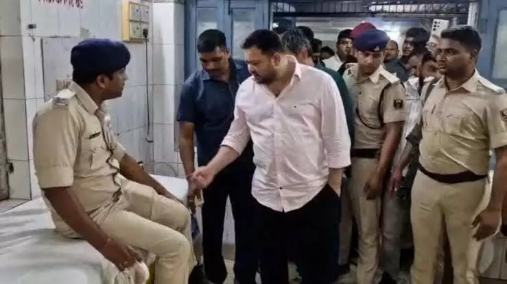 Tejashwi escapes unhurt as his convoy hit by truck in Bihar, 3 security personnel injured Tejashwi escapes unhurt as his convoy hit by truck in Bihar, 3 security personnel injured