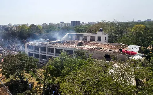 Plane crash: debris scattered over medical college premises; charred bodies seen Plane crash: debris scattered over medical college premises; charred bodies seen