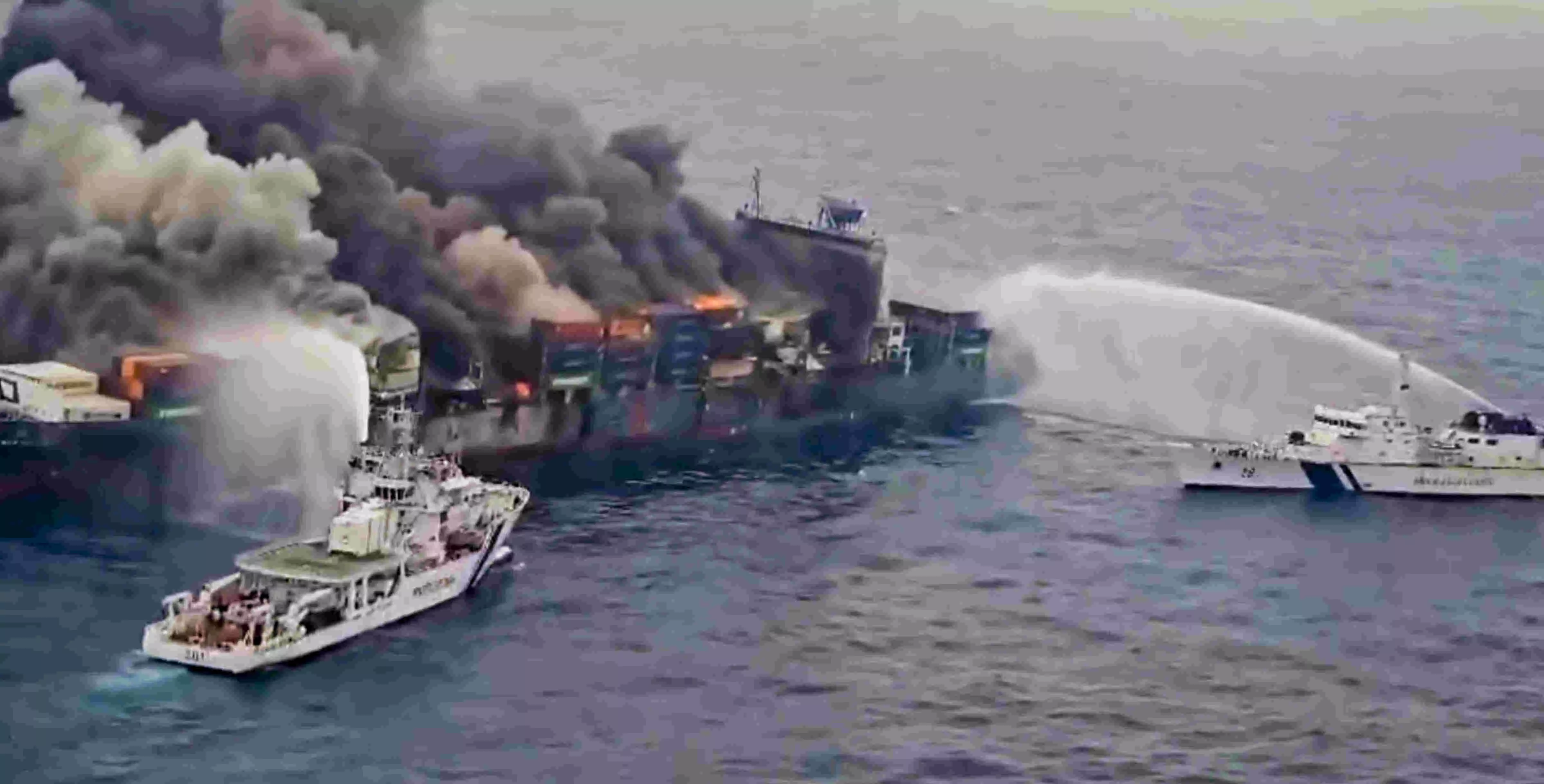 ICG, Navy achieve milestone in MV Wan Hai 503 firefighting ops, pull burning vessel away from Indian Coast ICG, Navy achieve milestone in MV Wan Hai 503 firefighting ops, pull burning vessel away from Indian Coast