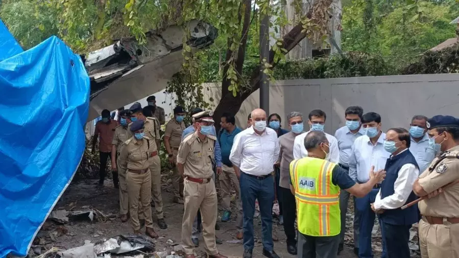 PMs principal secretary P K Mishra visits plane crash site; chairs meet on relief efforts and probe PMs principal secretary P K Mishra visits plane crash site; chairs meet on relief efforts and probe