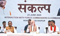 Chhattisgarh: Amit Shah interacts with security forces in Nawa Raipur