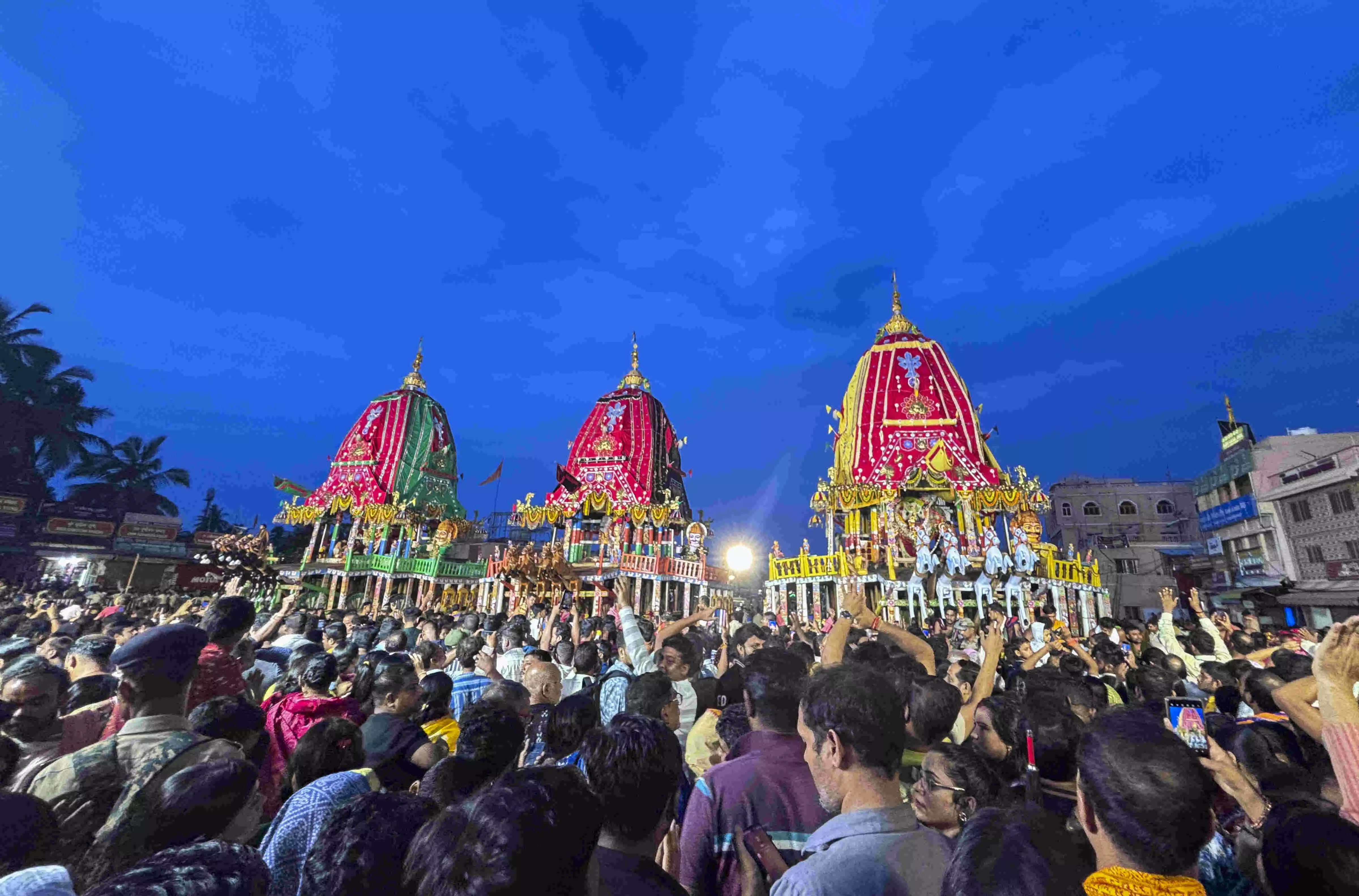 Day after stampede, thousands make beeline to have glimpse of sibling deities in Puri Day after stampede, thousands make beeline to have glimpse of sibling deities in Puri