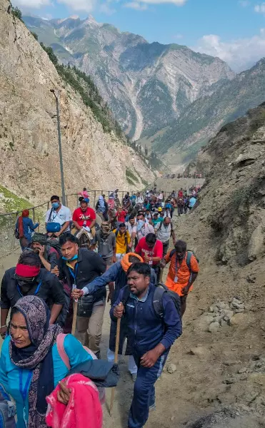 Amid multi-tier security escort, over 7,500 pilgrims leave for Amarnath yatra Amid multi-tier security escort, over 7,500 pilgrims leave for Amarnath yatra