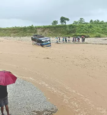 Alipurduar: All passengers rescued after bus trapped in flash flood