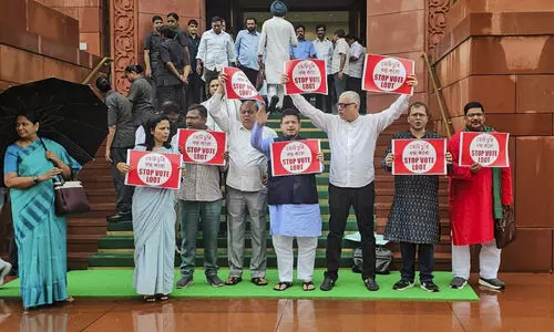 TMC MPs protest over SIR exercise in Bihar, slam BJP