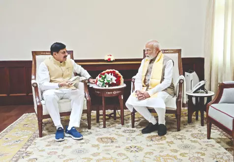 CM Mohan Yadav calls on PM Modi, presents Madhya Pradesh’s development vision booklet CM Mohan Yadav calls on PM Modi, presents Madhya Pradesh’s development vision booklet