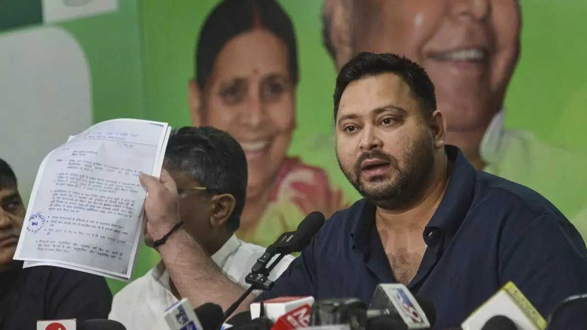 Tejashwi alleges name missing from Bihar draft electoral rolls Tejashwi alleges name missing from Bihar draft electoral rolls