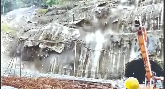Sevok-Rangpo Rly link: Heavy rain collapses protection wall near Tunnel 7 Sevok-Rangpo Rly link: Heavy rain collapses protection wall near Tunnel 7