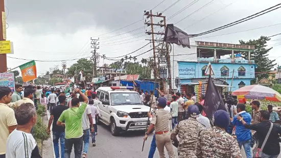 Khagrabari: Tension flares as Suvendu’s convoy faces protests