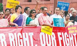 Oppn MPs protest against SIR, ‘vote theft’ in Parliament complex