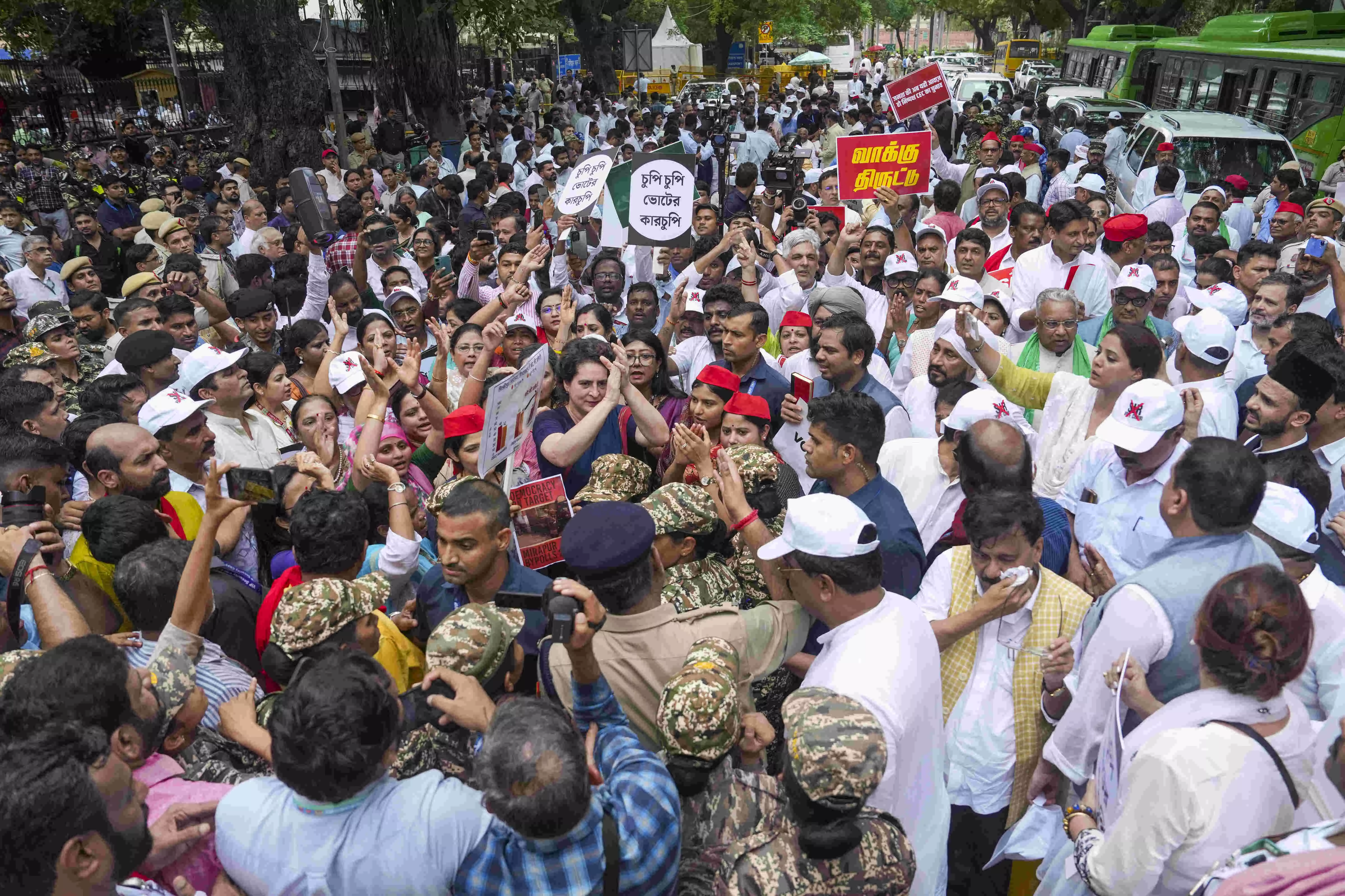 Oppn takes out protest over SIR, ‘vote chori’; MPs detained on way to EC, later released