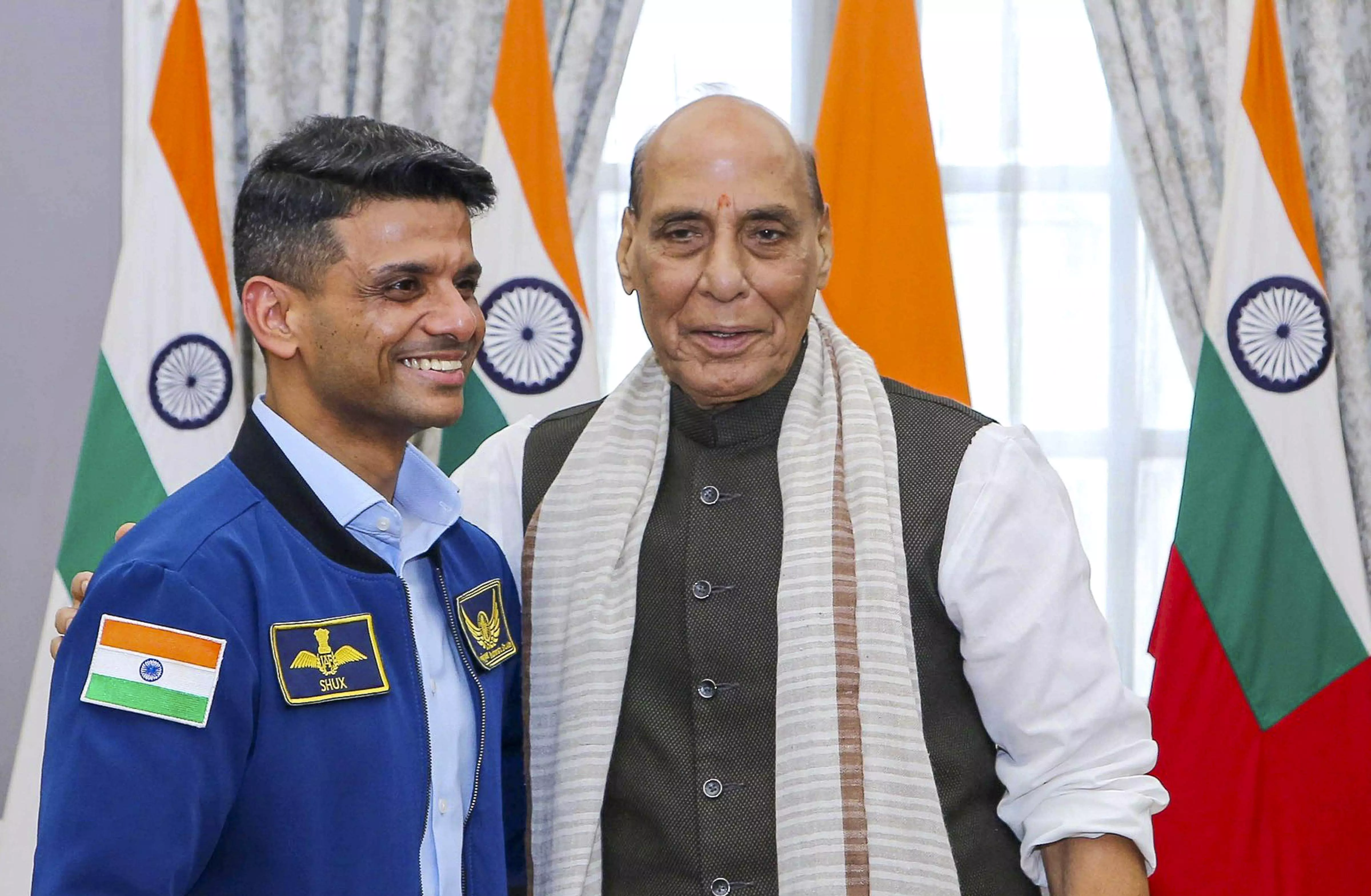 Indian astronaut Shubhanshu Shukla meets Defence Minister Rajnath Singh