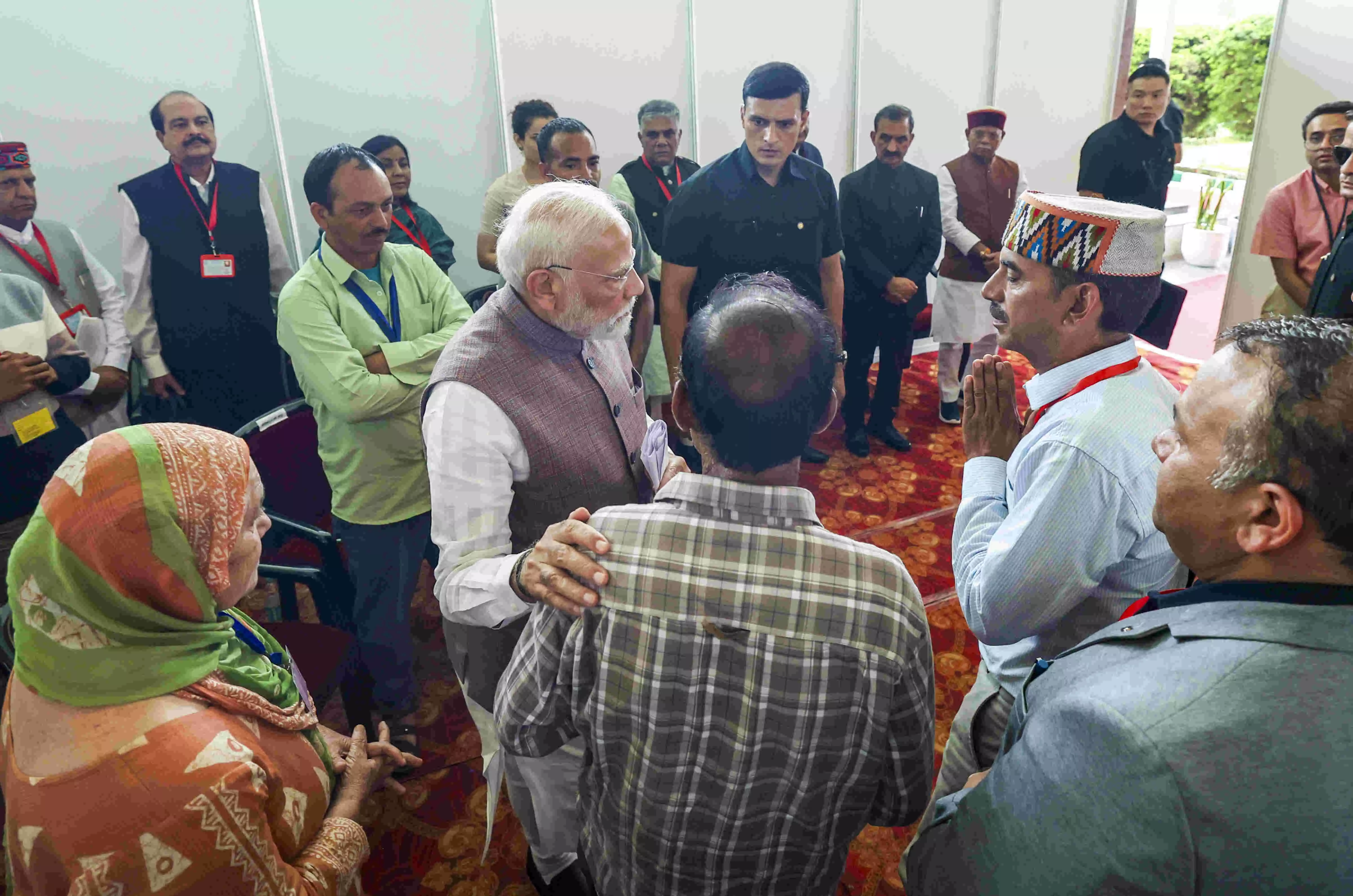 Punjab floods: PM conducts aerial survey, meets affected people in Gurdaspur Punjab floods: PM conducts aerial survey, meets affected people in Gurdaspur