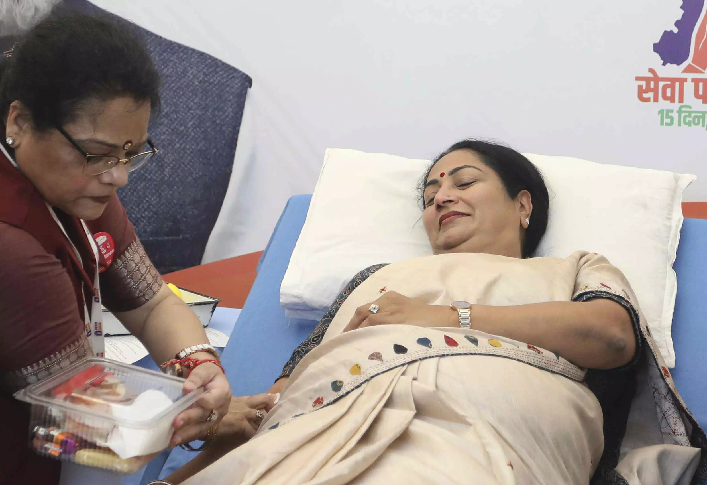 Delhi CM, ministers donate blood at camp on Kartavya Path to mark PM Modis birthday Delhi CM, ministers donate blood at camp on Kartavya Path to mark PM Modis birthday