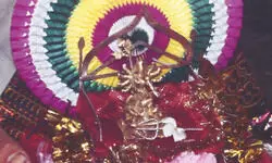 Golden Durga idol of Khayer Khal worshipped on Navami Golden Durga idol of Khayer Khal worshipped on Navami