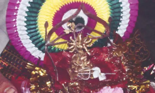 Golden Durga idol of Khayer Khal worshipped on Navami