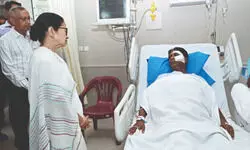 CM visits injured BJP MP Khagen Murmu   at Siliguri hospital, assures him of all help