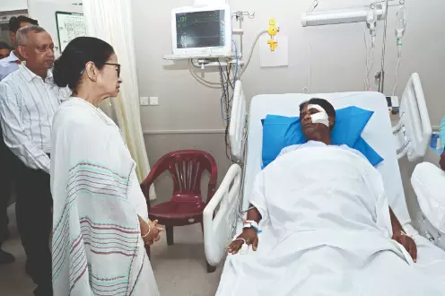 CM visits injured BJP MP Khagen Murmu   at Siliguri hospital, assures him of all help