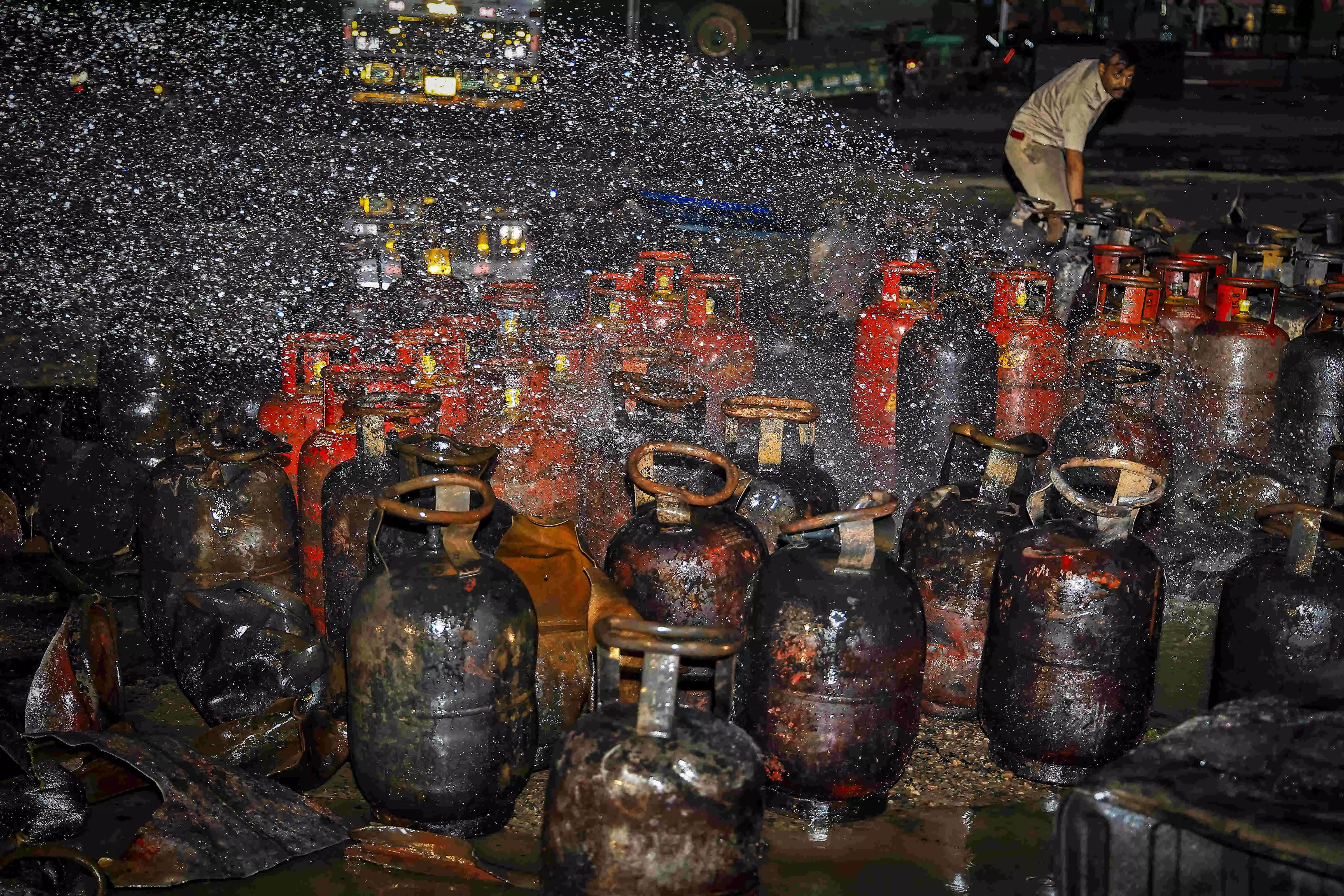 Truck carrying LPG cylinders catches fire after collision on Jaipur-Ajmer highway