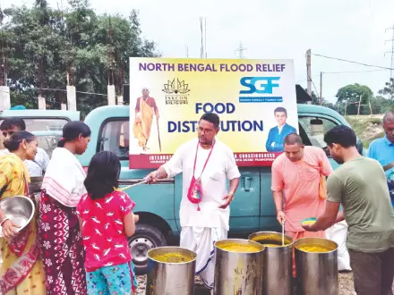 Flood relief: ISKCON & Sourav Ganguly Foundation join hands Flood relief: ISKCON & Sourav Ganguly Foundation join hands