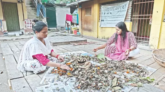 Incense sticks from discarded flowers: Tea garden women find new livelihood Incense sticks from discarded flowers: Tea garden women find new livelihood