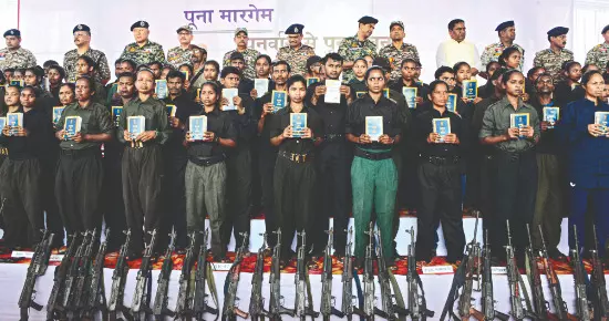 About 210 Maoists with over Rs 9 cr bounty surrender; CM Sai hails ‘new era of peace’ About 210 Maoists with over Rs 9 cr bounty surrender; CM Sai hails ‘new era of peace’
