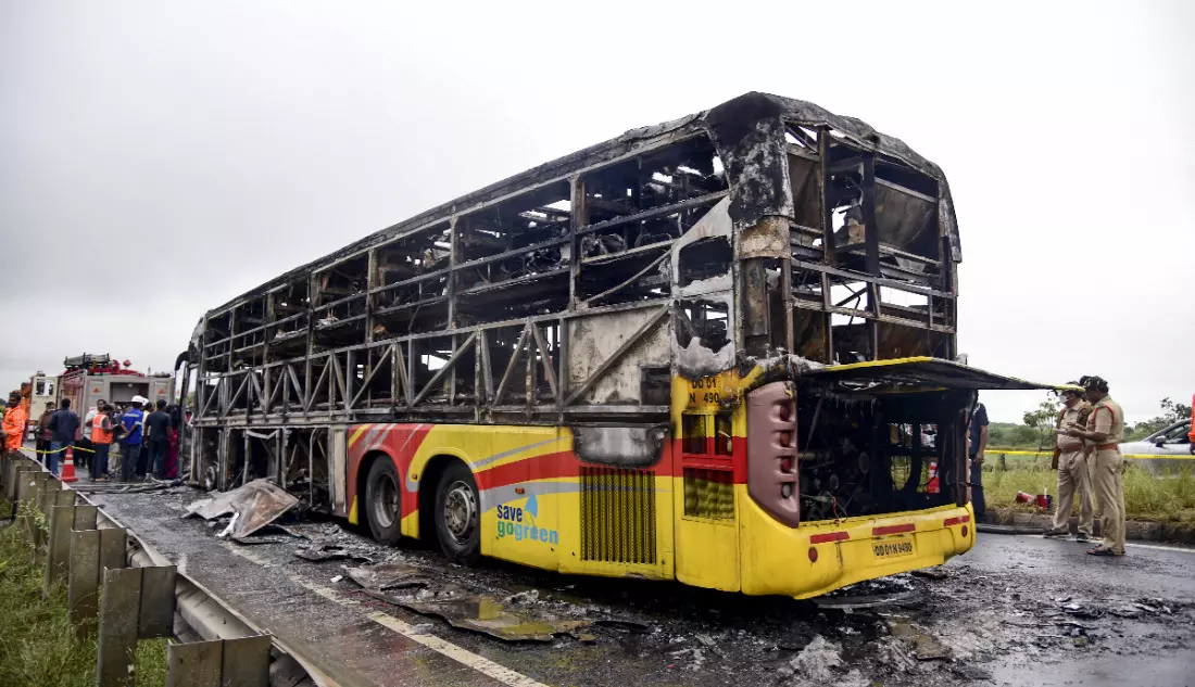 Andhra bus fire accident: Both bike-borne persons were drunk, say police Andhra bus fire accident: Both bike-borne persons were drunk, say police