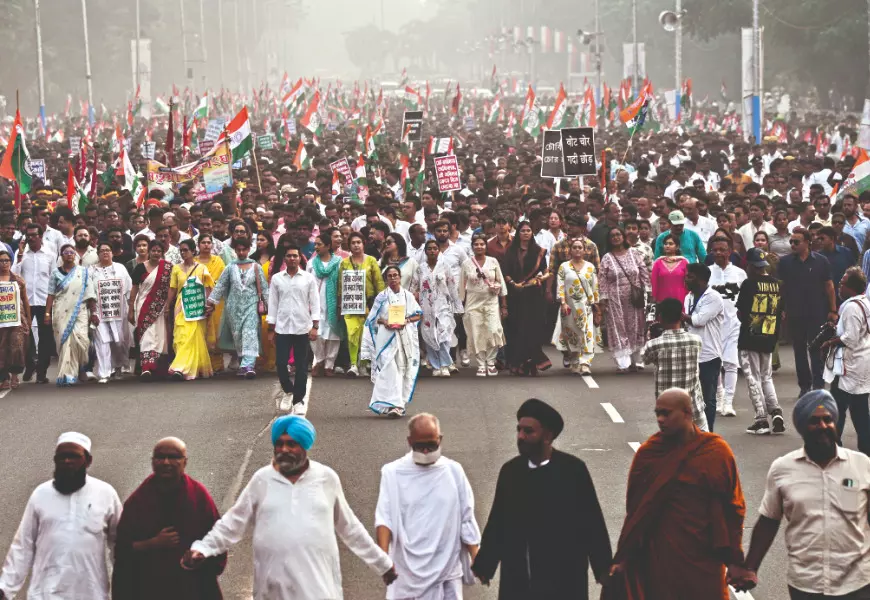 Constitution in hand, culture in spirit, city marches against SIR