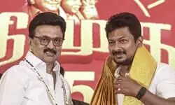 TN CM praises Udhayanidhi, says Saffron cannot do anything when Black, Red and Blue, are together TN CM praises Udhayanidhi, says Saffron cannot do anything when Black, Red and Blue, are together