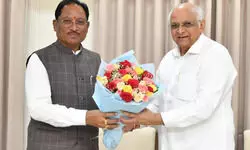 Chief Minister Vishnu Deo Sai Pays Courtesy Visit to Gujarat Chief Minister Bhupendra Patel in Gandhinagar Chief Minister Vishnu Deo Sai Pays Courtesy Visit to Gujarat Chief Minister Bhupendra Patel in Gandhinagar