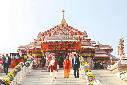 Ayodhya turns into ‘cultural canvas’   as saffron flag rises atop Ram temple