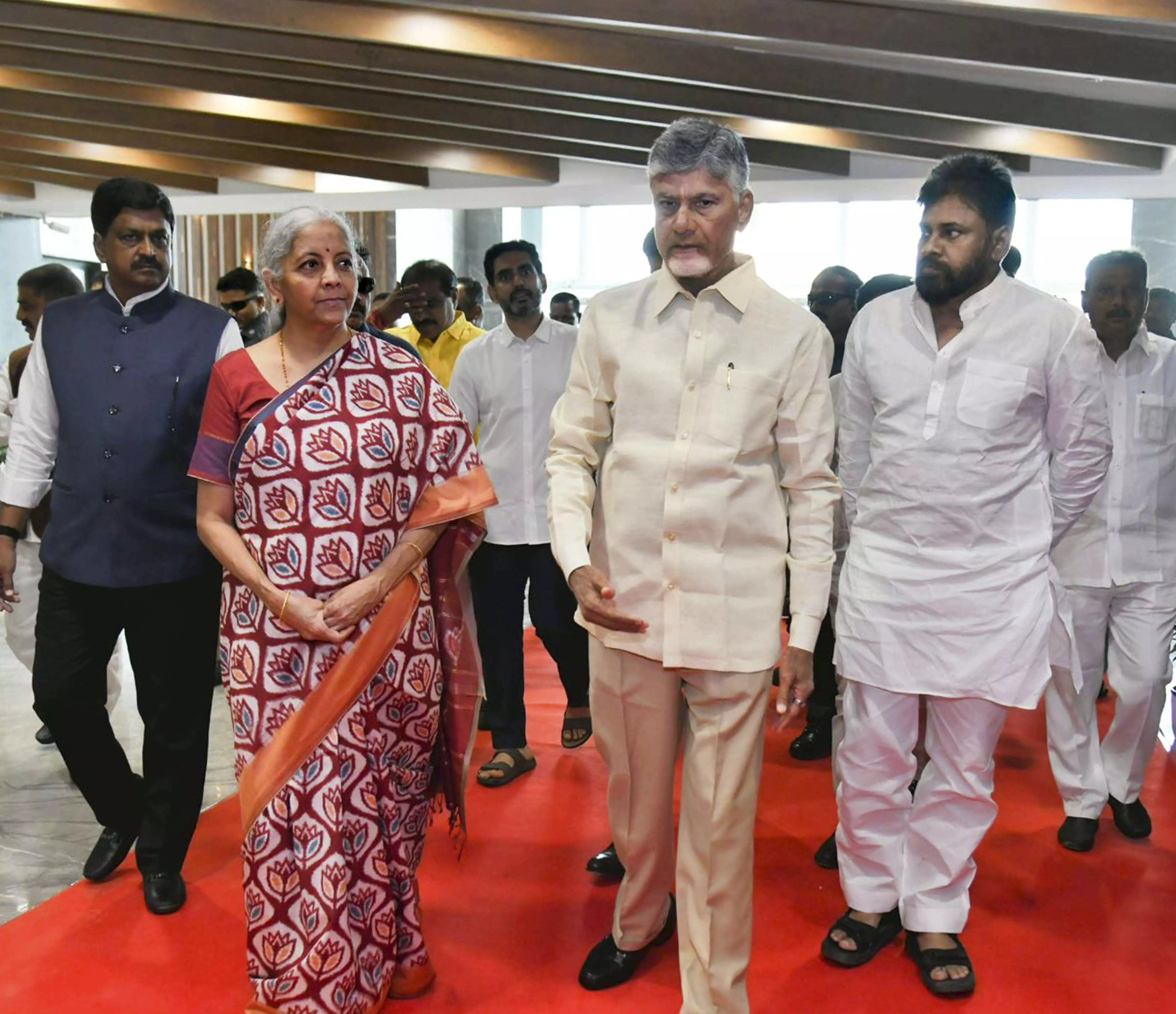 FM Sitharaman, CM Naidu lay foundation for offices of 15 banks, insurance companies in Amaravati FM Sitharaman, CM Naidu lay foundation for offices of 15 banks, insurance companies in Amaravati