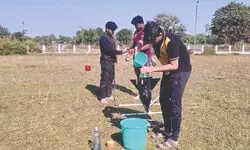 Water-powered rocket model showcased at college tech fest