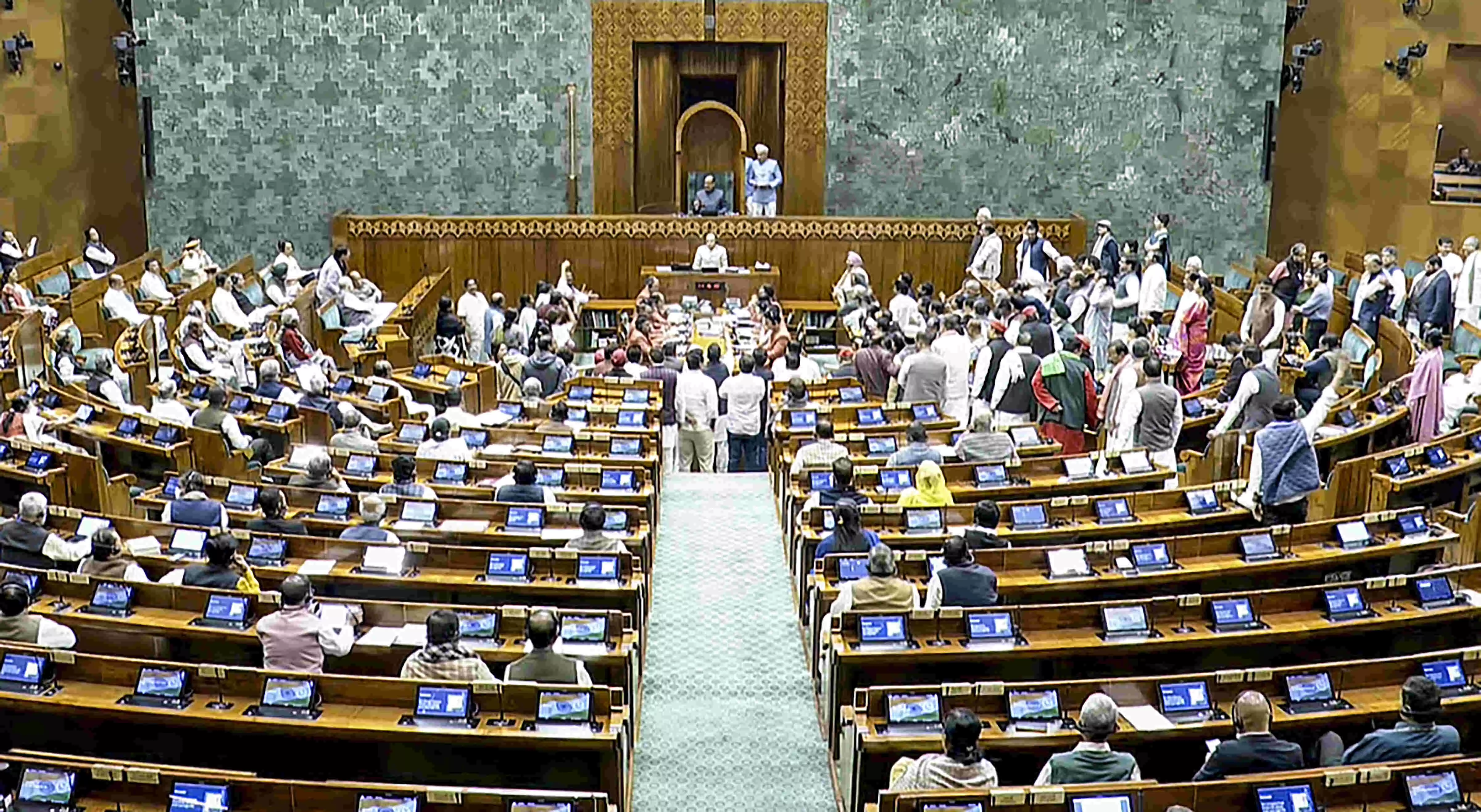 LS adjourned after opposition protests demanding a debate on electoral rolls SIR LS adjourned after opposition protests demanding a debate on electoral rolls SIR