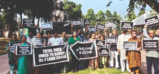 TMC MPs stage protest in Parl premises over pending dues