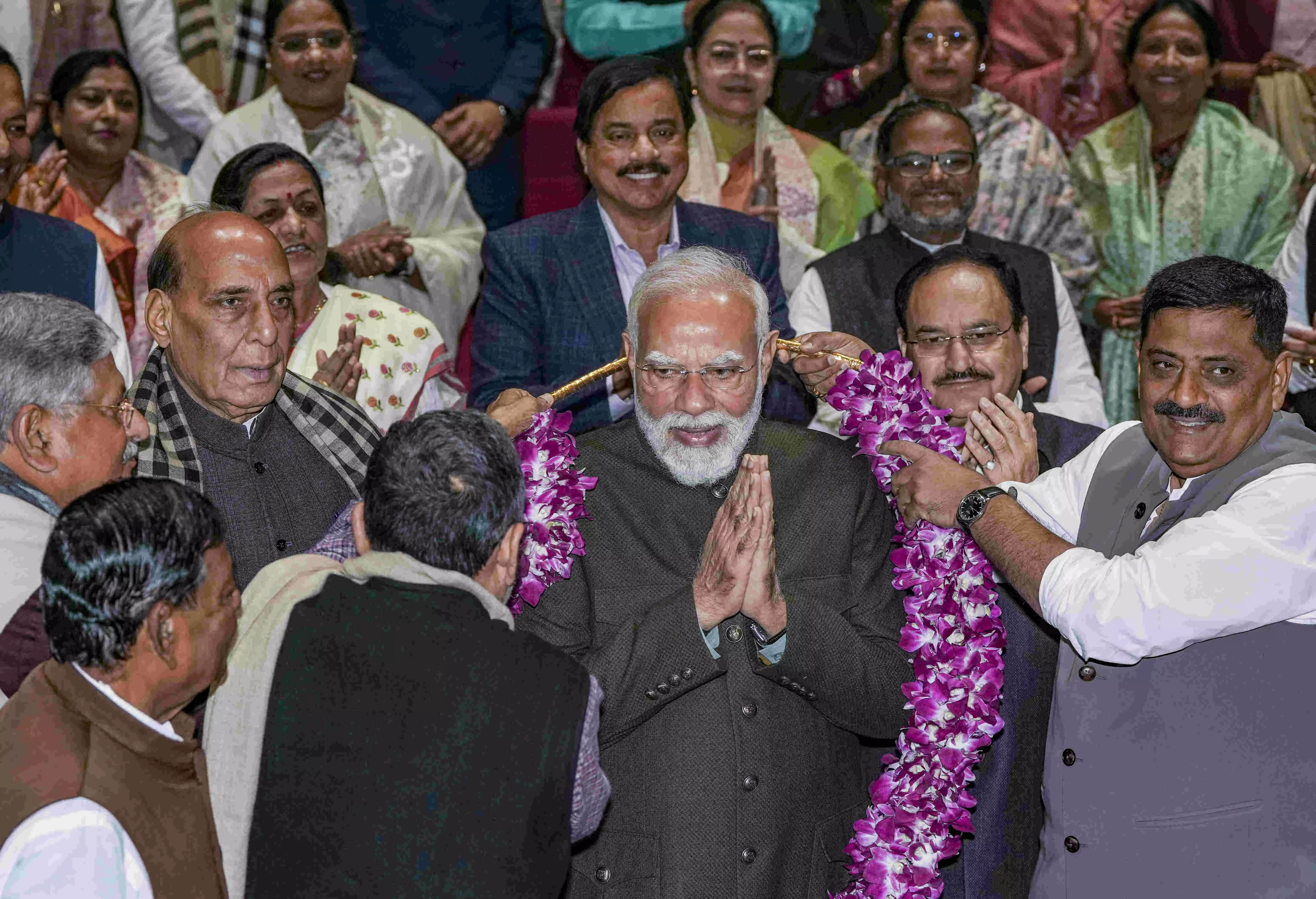 NDA MPs felicitate PM Modi for big victory in Bihar NDA MPs felicitate PM Modi for big victory in Bihar