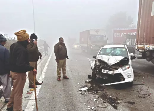 Over 12 injured as fog causes major pile-up near Gr Noida Over 12 injured as fog causes major pile-up near Gr Noida