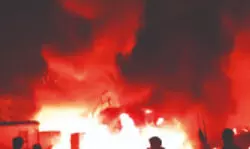 Eco Park slum fire doused after 18 hrs, 150-200 families affected Eco Park slum fire doused after 18 hrs, 150-200 families affected