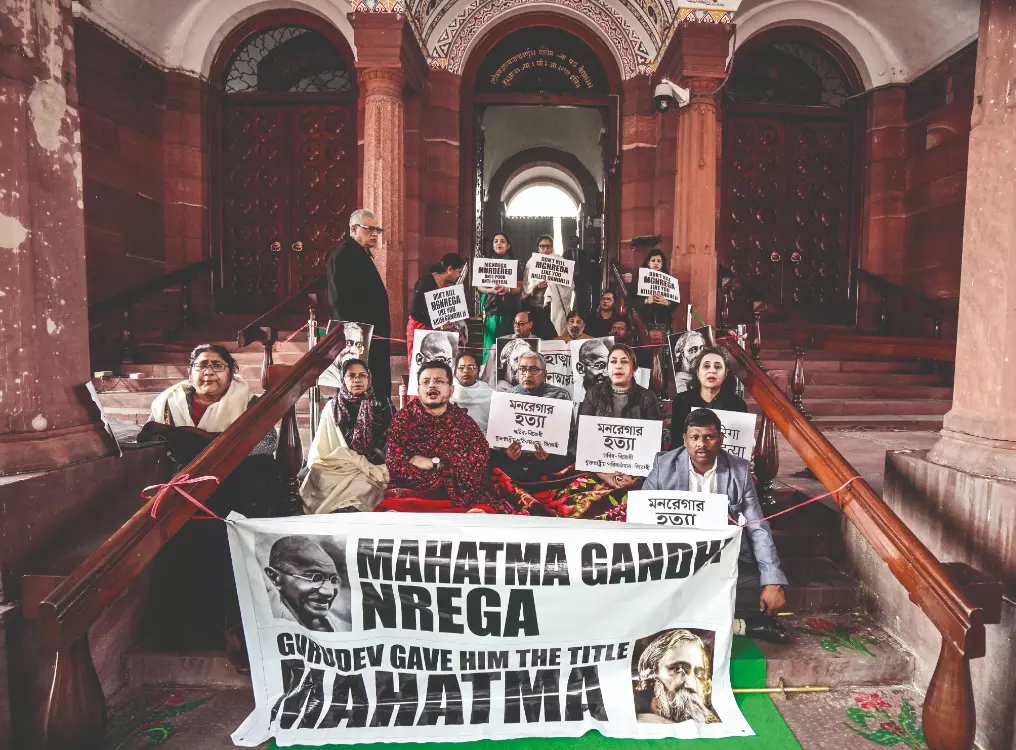 Passage of G RAM G Bill in Parl leads to dharna as Oppn cries foul Passage of G RAM G Bill in Parl leads to dharna as Oppn cries foul