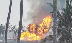 Gas leak at ONGC well sparks fire, 4-km radius evacuated Gas leak at ONGC well sparks fire, 4-km radius evacuated