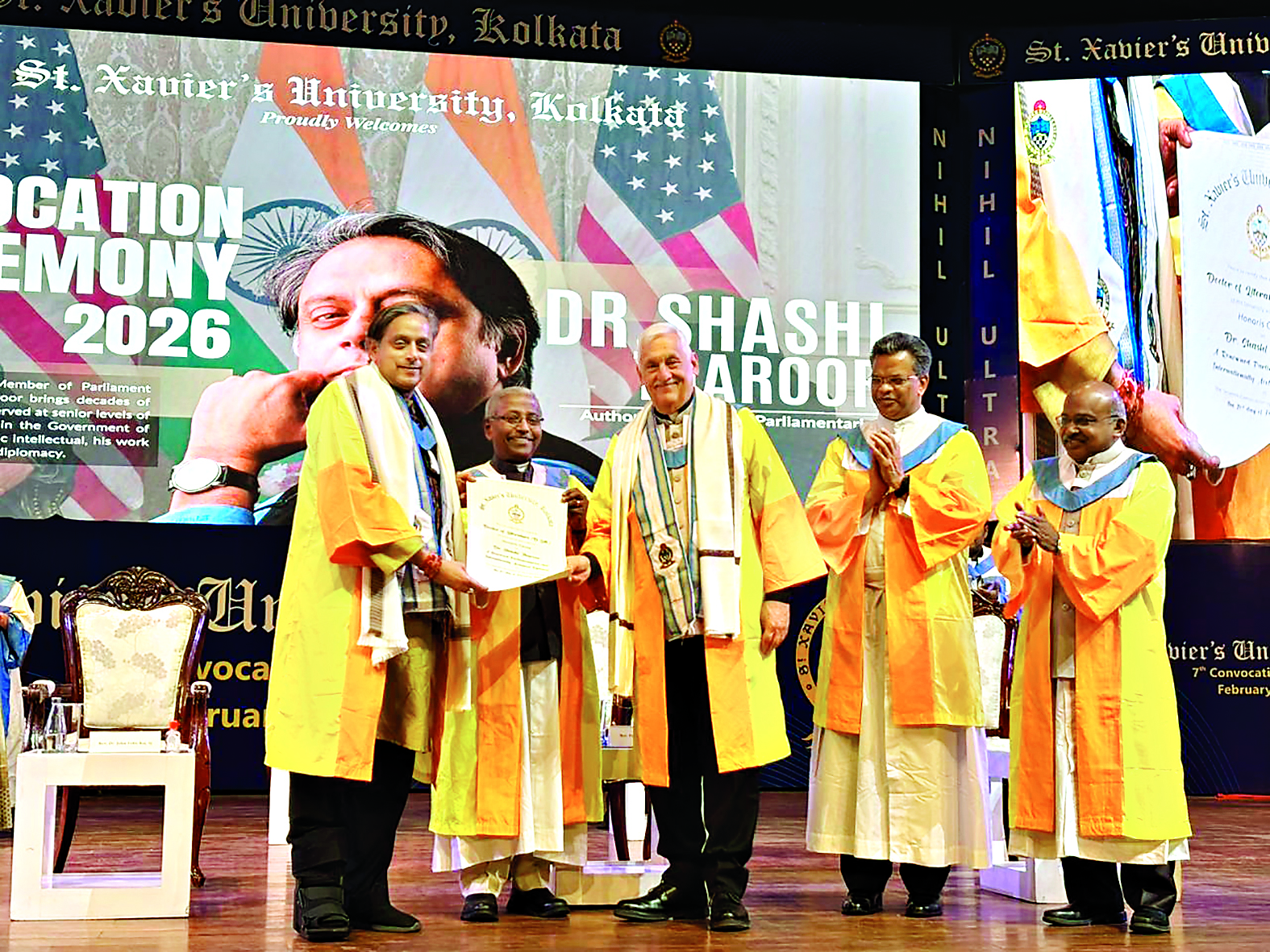 Shashi Tharoor conferred D’lit by St Xavier’s University Kolkata