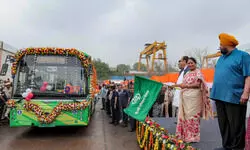 CM Rekha Gupta flags off 300 new EV buses to boost public transport CM Rekha Gupta flags off 300 new EV buses to boost public transport