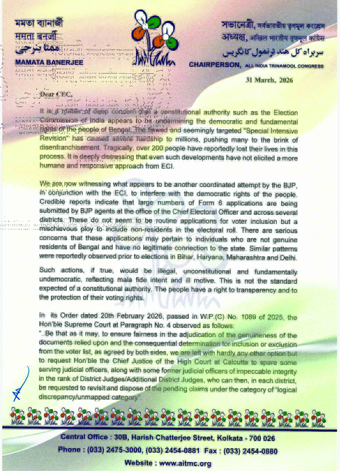 ‘Outsiders being added to Bengal poll list through Form 6’ ‘Outsiders being added to Bengal poll list through Form 6’